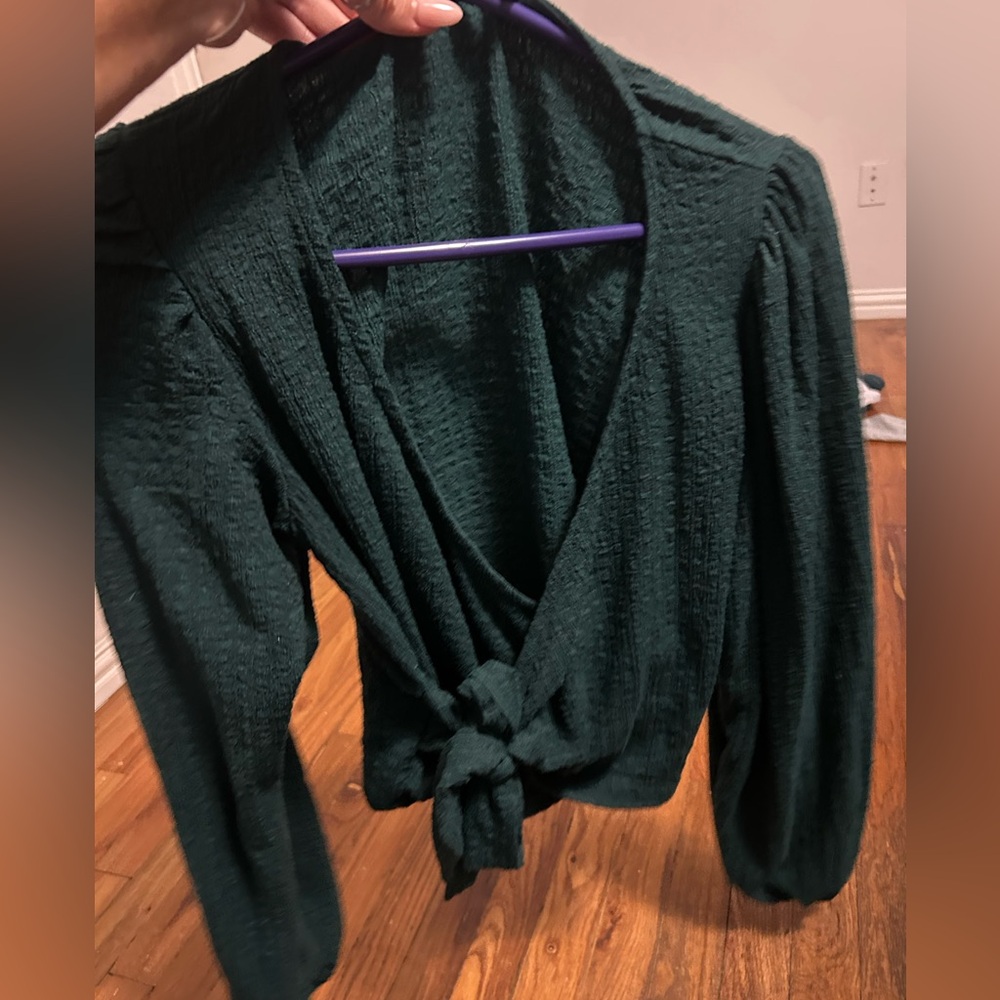 Francesca’s Green Wrap shirt